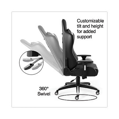 Emerge Vartan Bonded Leather Gaming Chair, Supports Up to 275 lbs, White/Black Seat, White/Black Back, Black Base (58542)
