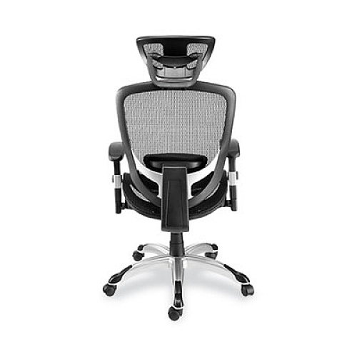 Union & Scale FlexFit Hyken Mesh Task Chair, Supports Up to 300 lbs, 17.24" to 20.98" Seat Height, Black Seat, Black Back.Silver Base (59460VCC)