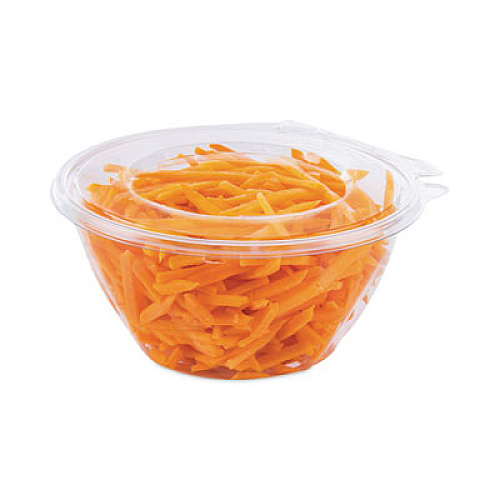 Tamper-Resistant, Tamper-Evident Bowls with Flat Lid, 32 oz, 7" Diameter x 3.2"h, Clear, Plastic, 150/Carton