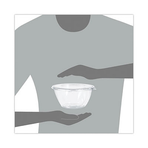 Tamper-Resistant, Tamper-Evident Bowls with Flat Lid, 32 oz, 7" Diameter x 3.2"h, Clear, Plastic, 150/Carton