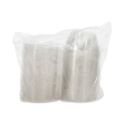 Tamper-Resistant, Tamper-Evident Bowls with Flat Lid, 32 oz, 7" Diameter x 3.2"h, Clear, Plastic, 150/Carton