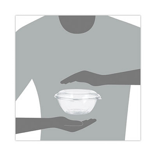 Tamper-Resistant, Tamper-Evident Bowls with Dome Lid, 24 oz, 7" Diameter x 3.1"h, Clear, Plastic, 150/Carton
