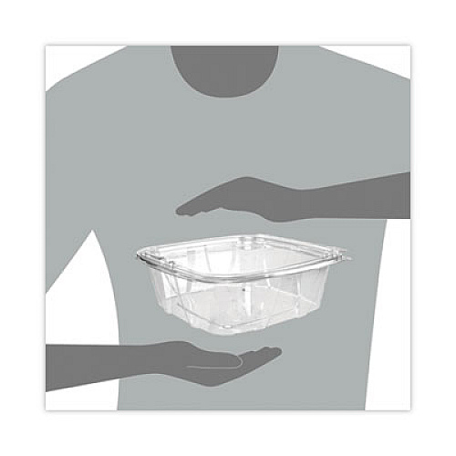 ClearPac SafeSeal Tamper-Resistant/Evident Containers, Flat Lid, 48 oz, 7.8 x 8.1 x 2.5, Clear, Plastic, 100/Bag, 2 Bags/CT