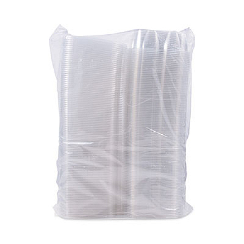 ClearPac SafeSeal Tamper-Resistant/Evident Containers, Flat Lid, 48 oz, 7.8 x 8.1 x 2.5, Clear, Plastic, 100/Bag, 2 Bags/CT