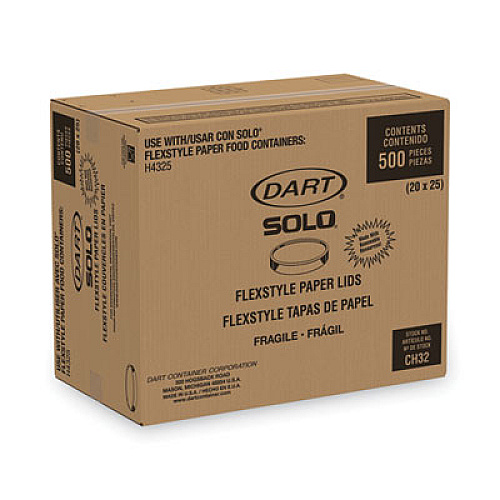 Paper Lids for Food Containers, For 32 oz Containers, Vented, 4.6" Diameter x 0.7"h, White, 25/Bag, 20 Bags/Carton