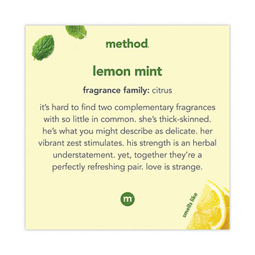 Method Foaming Hand Wash, Lemon Mint, 10 oz Pump Bottle, 6/Carton Lemon Mint Scent - 10 fl oz - Pump Bottle Dispenser - Hand - Lemon Yellow - Paraben-free, Phthalate-free, Triclosan-free - 6 / Carton (01162CT)