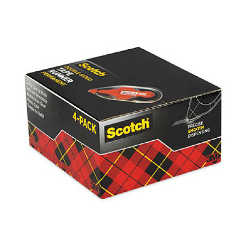 Scotch Tape Runner, 0.31" x 49 ft, Dries Clear, 4/Pack Clear - 4 / Pack (6055BNS)