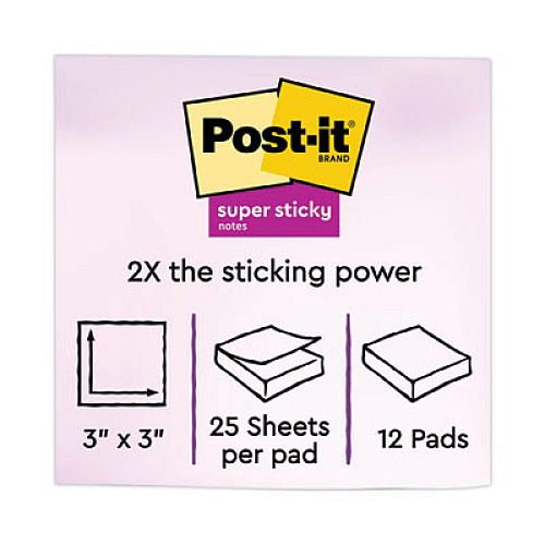 Post-it Full Stick Notes, 3" x 3", Electric Yellow, 25 Sheets/Pad, 12 Pads/Pack (F33012SSY)
