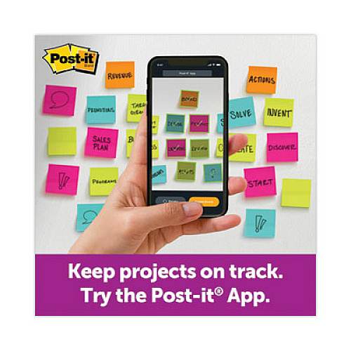Post-it Full Stick Notes, 3" x 3", Energy Boost Collection Colors, 25 Sheets/Pad, 16 Pads/Pack (F33016SSAU)