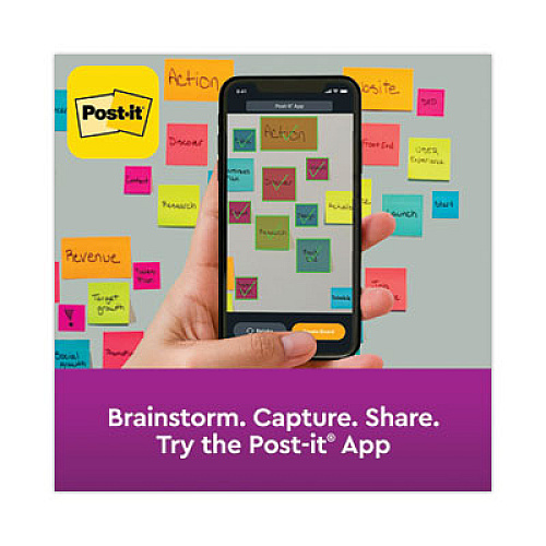Post-it Full Stick Notes, 3" x 3", Energy Boost Collection Colors, 25 Sheets/Pad, 4 Pads/Pack (F3304SSAU)
