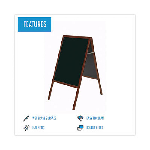 MasterVision Magnetic Wet Erase Board, 25 x 35, 45" Tall, Black Surface, Cherry Wood Frame 32" Board Height x 21" Board Width - Black Melamine Surface - Cherry Wood Frame - 1 Each (DKT30505052)