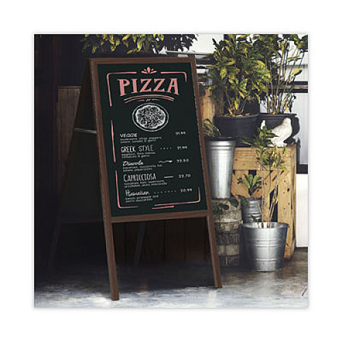 MasterVision Magnetic Wet Erase Board, 25 x 35, 45" Tall, Black Surface, Cherry Wood Frame 32" Board Height x 21" Board Width - Black Melamine Surface - Cherry Wood Frame - 1 Each (DKT30505052)