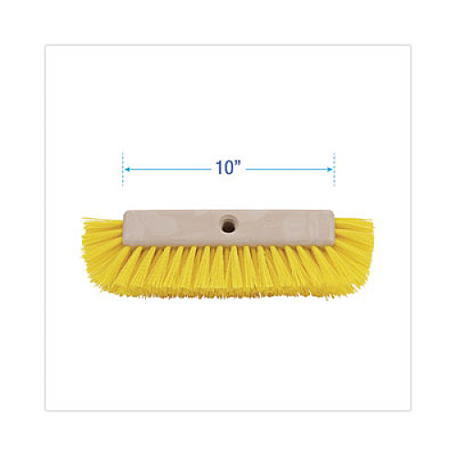 Boardwalk&reg; Dual-Surface Scrub Brush, Plastic, 10", Yellow Handle (BWK3410)