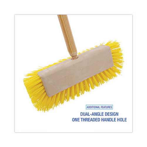 Boardwalk&reg; Dual-Surface Scrub Brush, Plastic, 10", Yellow Handle (BWK3410)
