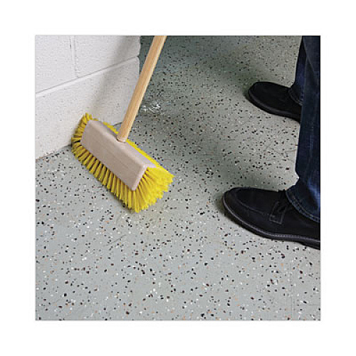 Boardwalk&reg; Dual-Surface Scrub Brush, Plastic, 10", Yellow Handle (BWK3410)