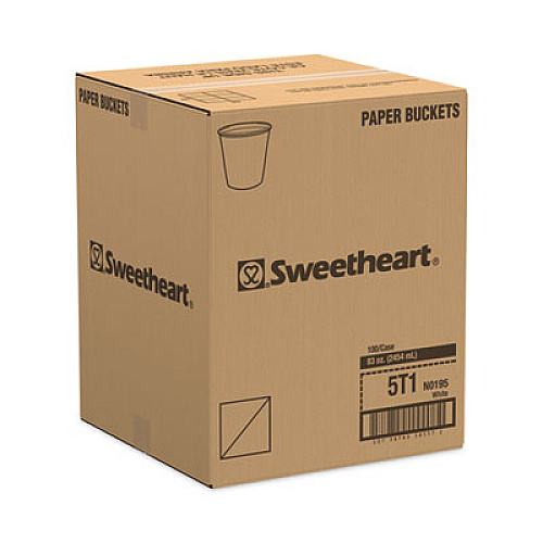 SOLO Double Wrapped Paper Bucket, Unwaxed, 83oz, White, 100/Carton (5T1UU)