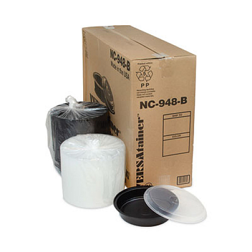 Pactiv Newspring VERSAtainer Microwavable Containers, Vented Lid, 48 oz, 9" Diameter, Black/Clear, Plastic, 150/Carton (NC948B)