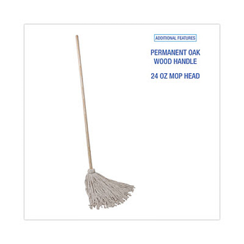 Boardwalk&reg; Deck Mop; 54" Wooden Handle, 24oz Cotton Fiber Head, 6/Pack (BWK124C)