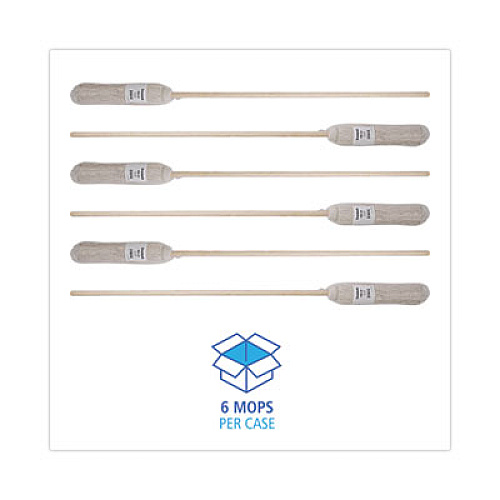 Boardwalk&reg; Deck Mop; 54" Wooden Handle, 24oz Cotton Fiber Head, 6/Pack (BWK124C)