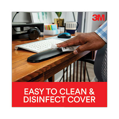 3M Antimicrobial Gel Thin Keyboard Wrist Rest, Extended Length, 25 x 2.5, Black (WR340LE)