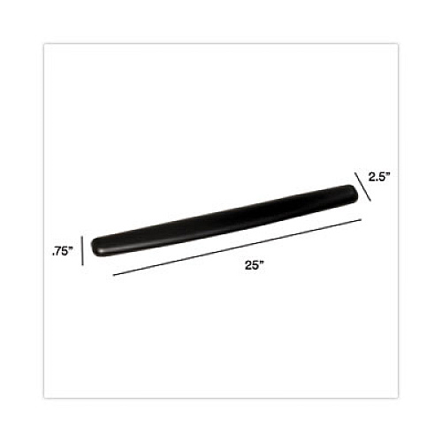 3M Antimicrobial Gel Thin Keyboard Wrist Rest, Extended Length, 25 x 2.5, Black (WR340LE)