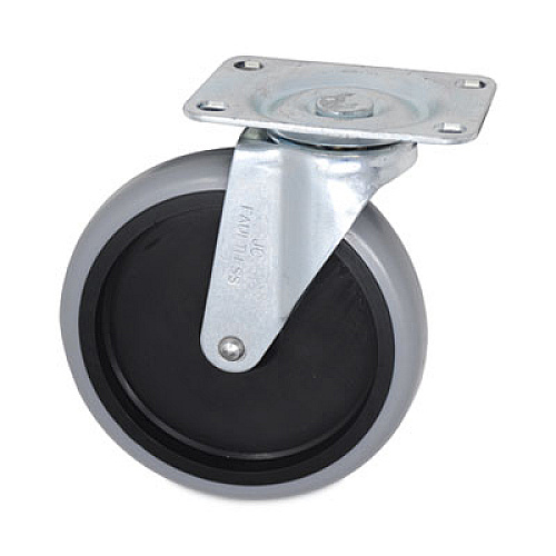 Replacement Bayonet-Stem Swivel Casters, Swivel Mount Plate, 5" Soft Rubber Wheel, Black