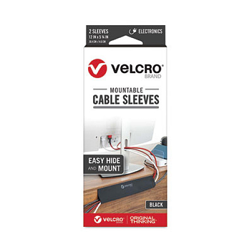 Velcro Mountable Cable Sleeves, 5.75" X 12", Black, 2/Pack Cable Sleeve - Black - 12" Length - 2 / Pack (30797)