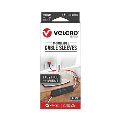 Velcro Mountable Cable Sleeves, 4.75" X 8", Black, 2/Pack Cable Sleeve - Black - 8" Length - 2 / Pack (30795)