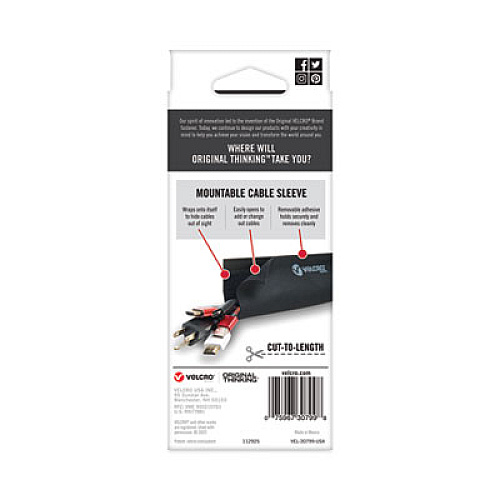 Velcro Mountable Cable Sleeves, 5.75" X 36", Black (30799)
