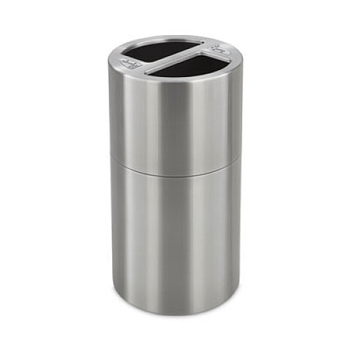 Dual Recycling Receptacle, 30 gal, Steel, Stainless Steel