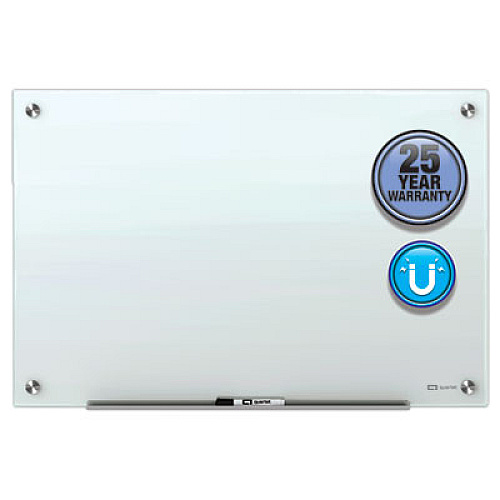 Quartet Brilliance Glass Dry-Erase Boards, 36 x 24, White Surface 36" (3 ft) Width x 24" (2 ft) Height - Brilliance White Tempered Glass Surface - Rectangle - Horizontal/Vertical - Magnetic - Scratch Resistant, Accessory Tray, Durable, Dent Resi (G23624W)