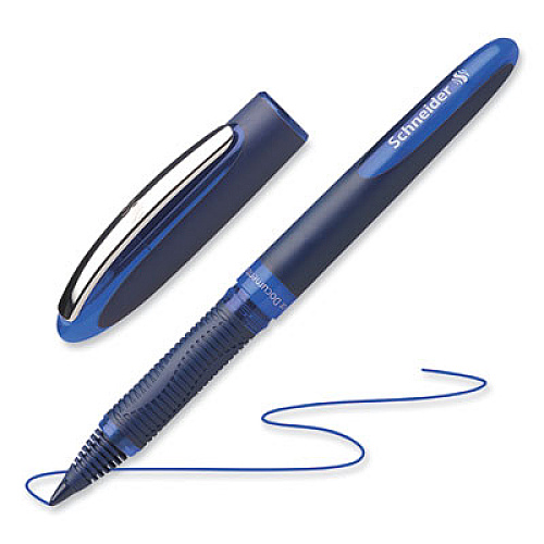 Schneider One Business Roller Ball Pen, Stick, Fine 0.6 mm, Blue Ink, Blue Barrel, 10/Box (183003)