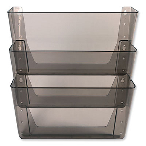 DocuPocket Three-Pocket File Partition Set, 3 Sections, Letter Size, 13" x 7" x 20", Smoke, 3/Set