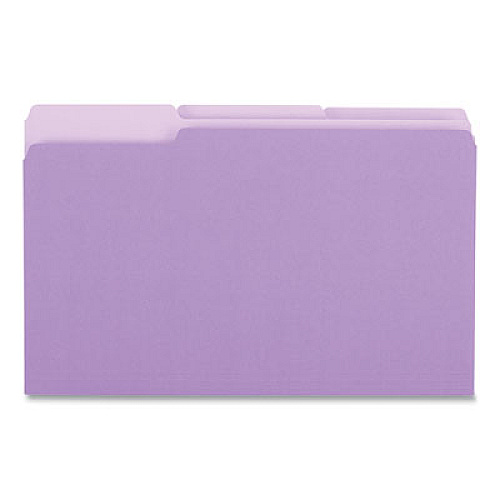 Deluxe Colored Top Tab File Folders, 1/3-Cut Tabs: Assorted, Legal Size, Violet/Light Violet, 100/Box