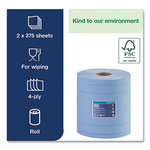 Tork&reg; Industrial Centerfeed Paper Wipers, 2 Rolls (13244101)