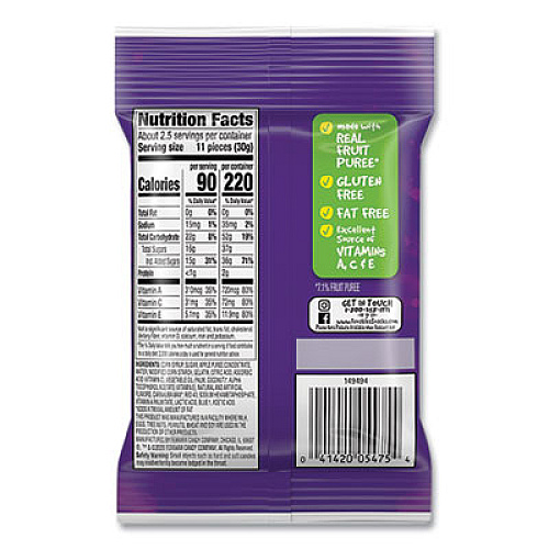 Ferrara Funables Fruity Snacks, Mixed Berry, 2.5 oz Bag, 48/Carton (05475)