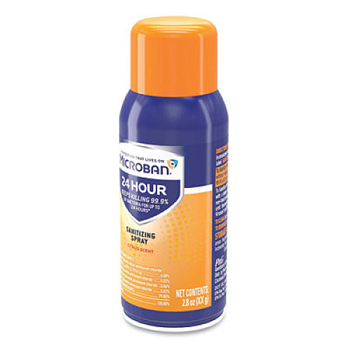Microban 24-Hour Disinfecting Sanitizing Spray, Travel Size, Citrus Scent, 2.8 oz Aerosol Spray, 4/Pack (02911)
