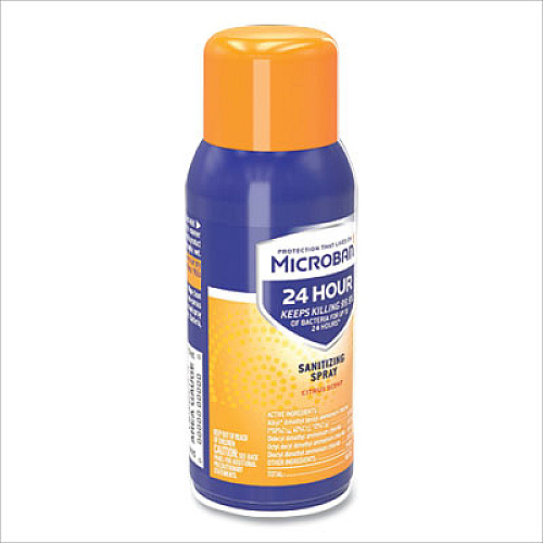 Microban 24-Hour Disinfecting Sanitizing Spray, Travel Size, Citrus Scent, 2.8 oz Aerosol Spray, 4/Pack (02911)