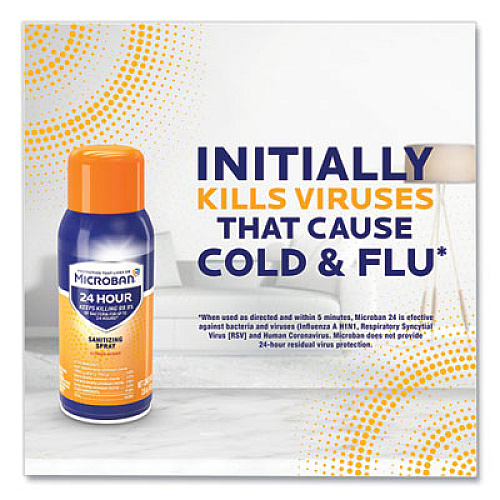 Microban 24-Hour Disinfecting Sanitizing Spray, Travel Size, Citrus Scent, 2.8 oz Aerosol Spray, 4/Pack (02911)