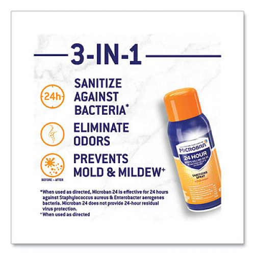 Microban 24-Hour Disinfecting Sanitizing Spray, Travel Size, Citrus Scent, 2.8 oz Aerosol Spray, 4/Pack (02911)