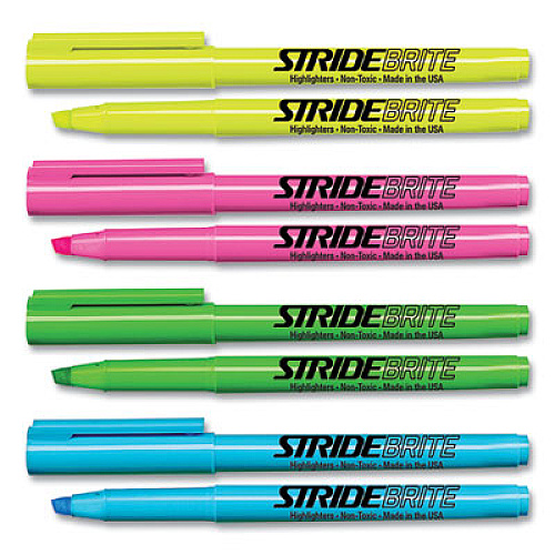 StrideBrite Stick Highlighters, Assorted Ink Colors, Chisel Tip, Assorted Barrel Colors, 24/Pack (47024)