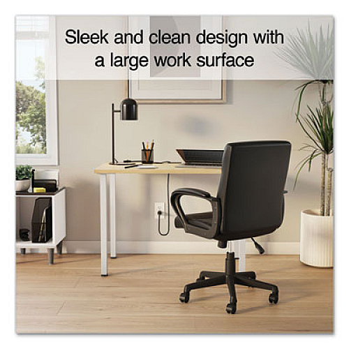 Union & Scale Essentials Writing Table-Desk, 42" x 23.82" x 29.53", Natural Wood/Silver (60411CC)