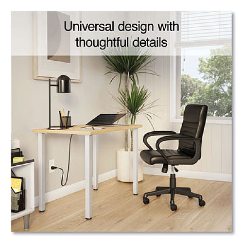 Union & Scale Essentials Writing Table-Desk, 42" x 23.82" x 29.53", Natural Wood/Silver (60411CC)