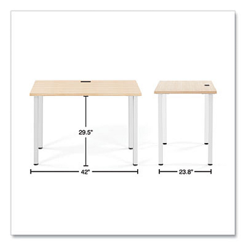 Union & Scale Essentials Writing Table-Desk, 42" x 23.82" x 29.53", Natural Wood/Silver (60411CC)