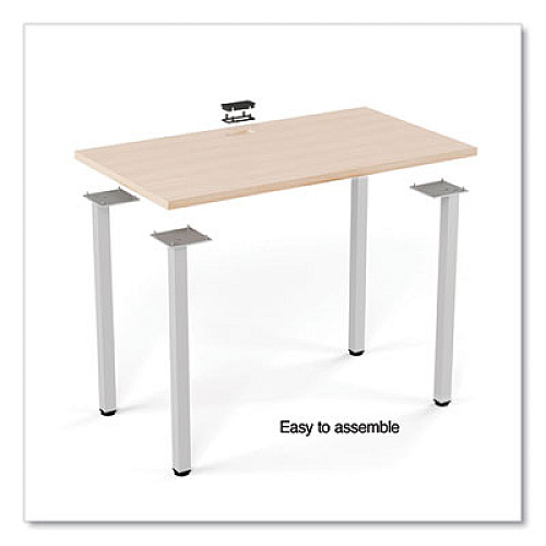 Union & Scale Essentials Writing Table-Desk, 42" x 23.82" x 29.53", Natural Wood/Silver (60411CC)