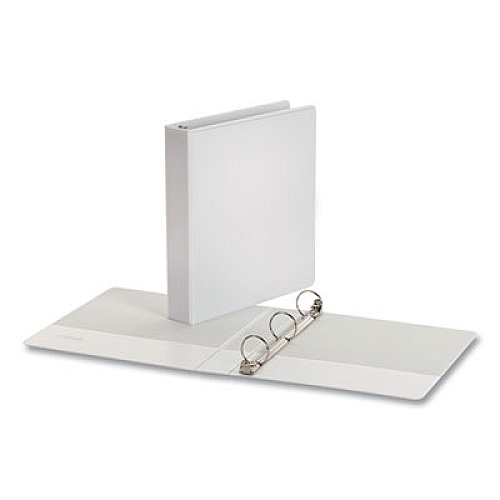 Universal Economy Round Ring View Binder, 3 Rings, 1.5" Capacity, 11 x 8.5, White, 12/Carton (UNV20972CT)
