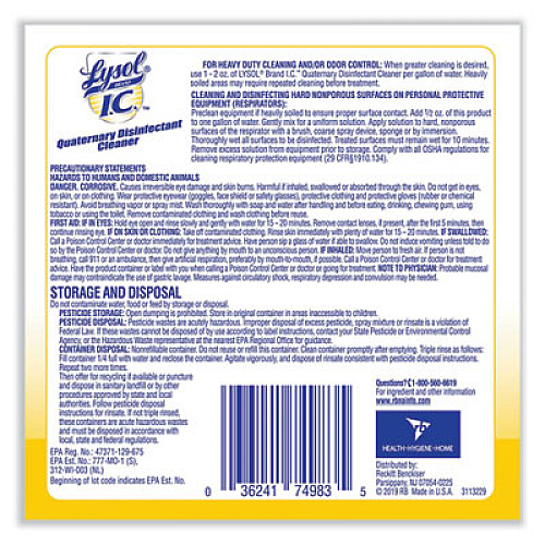 Lysol Quaternary Disinfectant Cleaner, 1gal Bottle, 4/Carton (74983CT)
