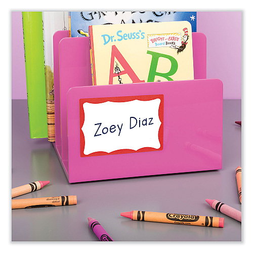 Avery Printable Adhesive Name Badges, 3.38 x 2.33, Red Border, 100/Pack (5143) - 18 Pack