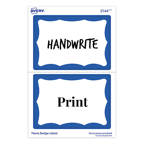 Avery Printable Adhesive Name Badges, 3.38 x 2.33, Blue Border, 100/Pack (5144) - 18 Pack