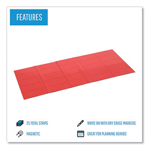 MasterVision Dry Erase Magnetic Tape Strips, 0.88 x 2, Red, 25/Pack 0.88" Length x 2" Width - Red - For Board, Color Coding - 25 / Pack (FM2404)